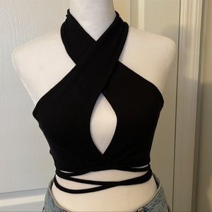 Black Wrap Crop Top